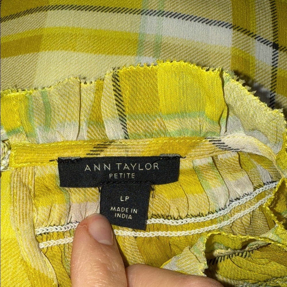 Yellow Plaid Ruffle Blouse - Picture 4 of 6